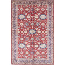 Handknotted Red Turkish Area Rug for Home Decor | 100% Wool
