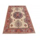 Hand Knotted Ivory, Red, Navy Blue and Light Blue Wool Area Rug | Geometric Medallion Turkish Accent Rug