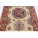 Hand Knotted Ivory, Red, Navy Blue and Light Blue Wool Area Rug | Geometric Medallion Turkish Accent Rug