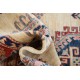 Hand Knotted Ivory, Red, Navy Blue and Light Blue Wool Area Rug | Geometric Medallion Turkish Accent Rug