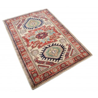 Hand Knotted Beige, Red and Light Blue Wool Area Rug Tribal Medallion Accent Rug Hand Knotted Beige, Red and Light Blue Wool Area Rug Tribal Medallion Accent Rug