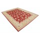 Hand Knotted Floral Turkish Area Rug with Red Field and Ivory Border | Wool Carpet for Home Decor