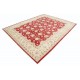 Hand Knotted Floral Turkish Area Rug with Red Field and Ivory Border | Wool Carpet for Home Decor