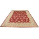 Hand Knotted Floral Turkish Area Rug with Red Field and Ivory Border | Wool Carpet for Home Decor