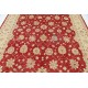 Hand Knotted Floral Turkish Area Rug with Red Field and Ivory Border | Wool Carpet for Home Decor
