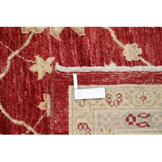 Hand Knotted Floral Turkish Area Rug with Red Field and Ivory Border | Wool Carpet for Home Decor