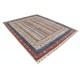 Hand Knotted Red, Navy Blue and Beige Wool Area Rug | Colorful Striped Rug for Living Room, Dining Room, Bedroom