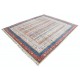 Hand Knotted Red, Navy Blue and Beige Wool Area Rug | Colorful Striped Rug for Living Room, Dining Room, Bedroom