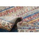 Hand Knotted Red, Navy Blue and Beige Wool Area Rug | Colorful Striped Rug for Living Room, Dining Room, Bedroom