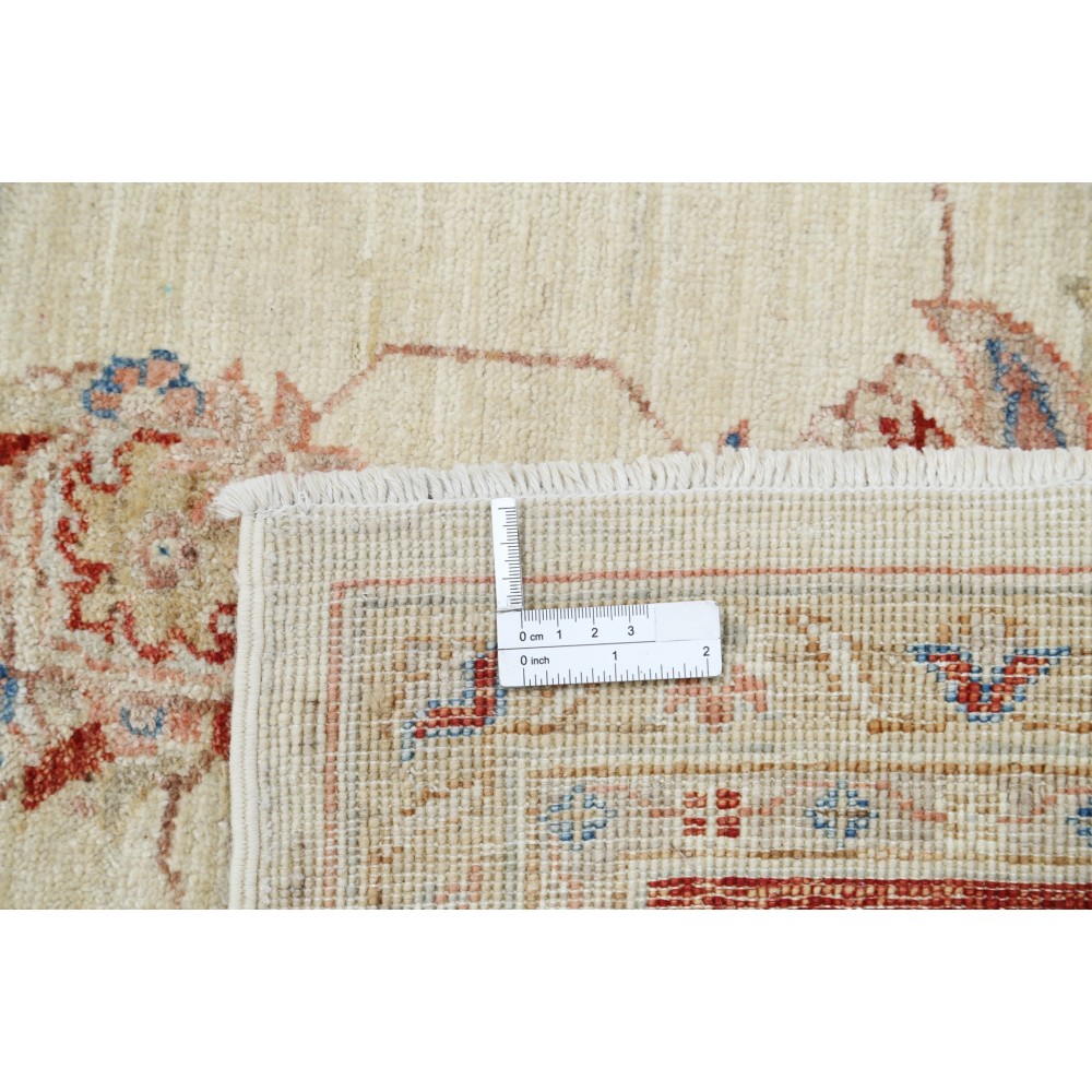 Hand Knotted Floral Area Rug with Beige Field and Red Border | Traditional Oushak Wool Carpet Hand Knotted Floral Area Rug with Beige Field and Red Border | Traditional Oushak Wool Carpet