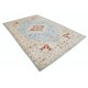 Hand Knotted Light Blue, Ivory Wool Large Area Rug | Turkish Geometric Carpet