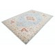 Hand Knotted Light Blue, Ivory Wool Large Area Rug | Turkish Geometric Carpet