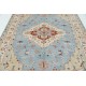 Hand Knotted Light Blue, Ivory Wool Large Area Rug | Turkish Geometric Carpet