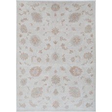 Hand Knotted Large Area Rug with Floral Design | Traditional Beige Wool Carpet