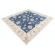 Hand Knotted Square Oushak Wool Area Rug | Navy Blue, Beige Carpet Hand Knotted Square Oushak Wool Area Rug | Navy Blue, Beige Carpet