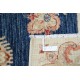 Hand Knotted Square Oushak Wool Area Rug | Navy Blue, Beige Carpet Hand Knotted Square Oushak Wool Area Rug | Navy Blue, Beige Carpet
