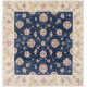 Hand Knotted Square Oushak Wool Area Rug | Navy Blue, Beige Carpet Hand Knotted Square Oushak Wool Area Rug | Navy Blue, Beige Carpet