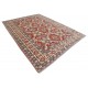 Hand Knotted Tribal Rug, Red Ivory and Blue Wool Area Rug, Geometric Traditional Carpet Hand Knotted Tribal Rug, Red Ivory and Blue Wool Area Rug, Geometric Traditional Carpet
