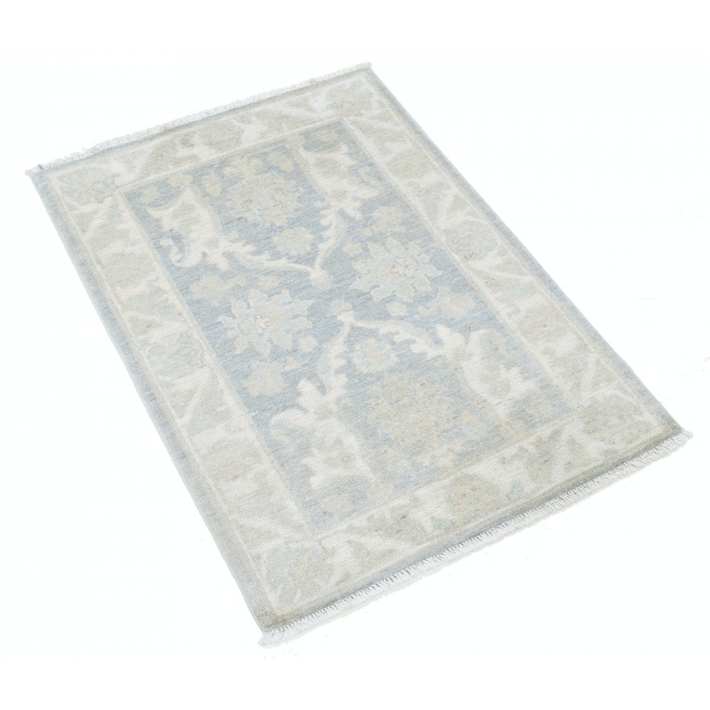 Hand Knotted Ivory, Light Blue Wool Area Rug | Traditional Turkish Floral Motif Accent Rug Hand Knotted Ivory, Light Blue Wool Area Rug | Traditional Turkish Floral Motif Accent Rug