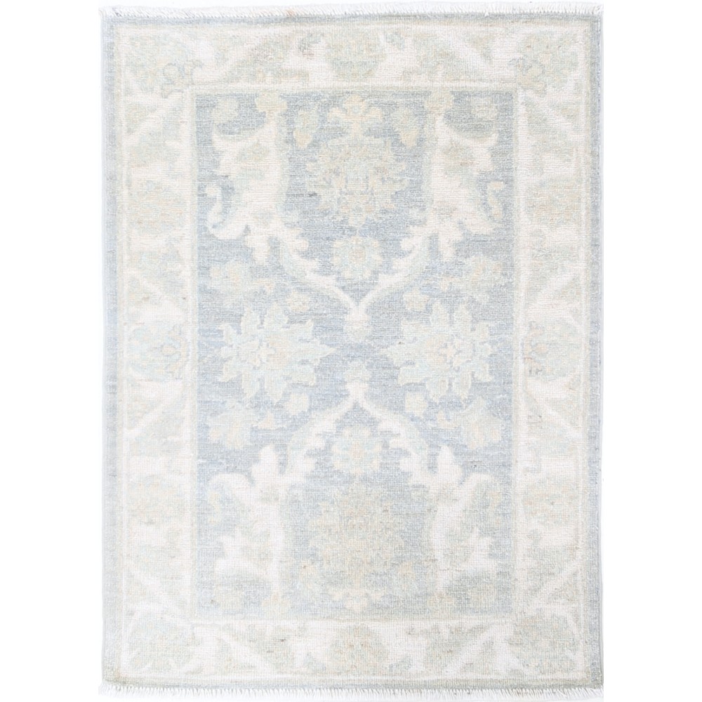 Hand Knotted Ivory, Light Blue Wool Area Rug | Traditional Turkish Floral Motif Accent Rug Hand Knotted Ivory, Light Blue Wool Area Rug | Traditional Turkish Floral Motif Accent Rug