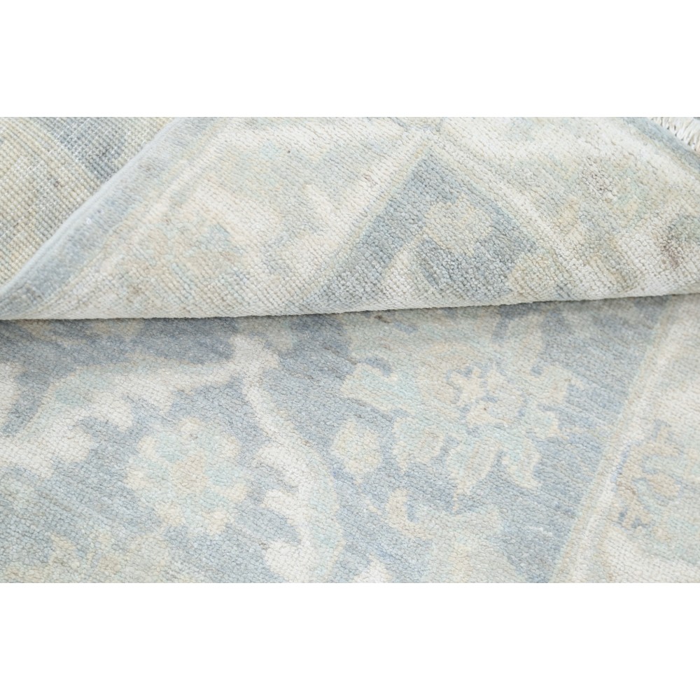 Hand Knotted Ivory, Light Blue Wool Area Rug | Traditional Turkish Floral Motif Accent Rug Hand Knotted Ivory, Light Blue Wool Area Rug | Traditional Turkish Floral Motif Accent Rug