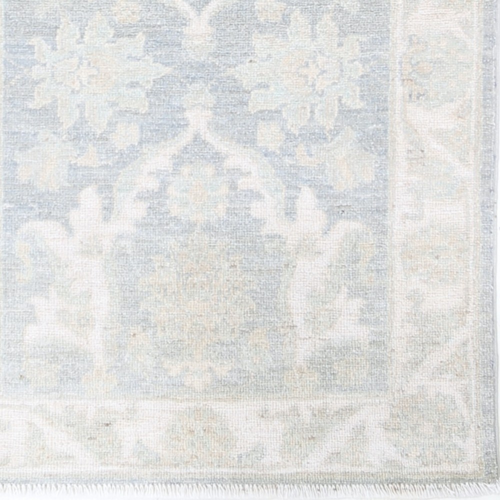Hand Knotted Ivory, Light Blue Wool Area Rug | Traditional Turkish Floral Motif Accent Rug Hand Knotted Ivory, Light Blue Wool Area Rug | Traditional Turkish Floral Motif Accent Rug