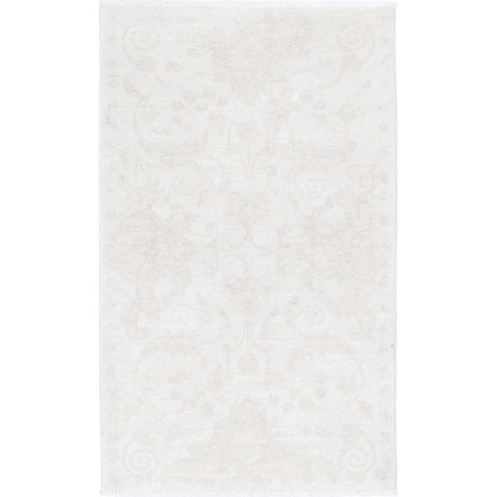 Hand Knotted Beige Turkish Wool Accent Rug with All-Over Floral Design Hand Knotted Beige Turkish Wool Accent Rug with All-Over Floral Design