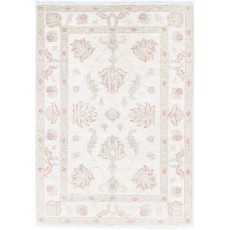 Hand Knotted Beige Turkish Wool Accent Rug with Floral Design