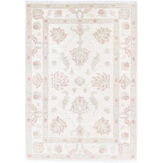 Hand Knotted Beige Turkish Wool Accent Rug with Floral Design