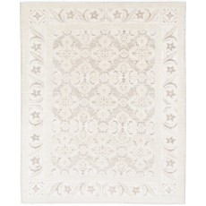 Hand Knotted Beige, Wool Area Rug | Turkish Floral Motif Accent Rug