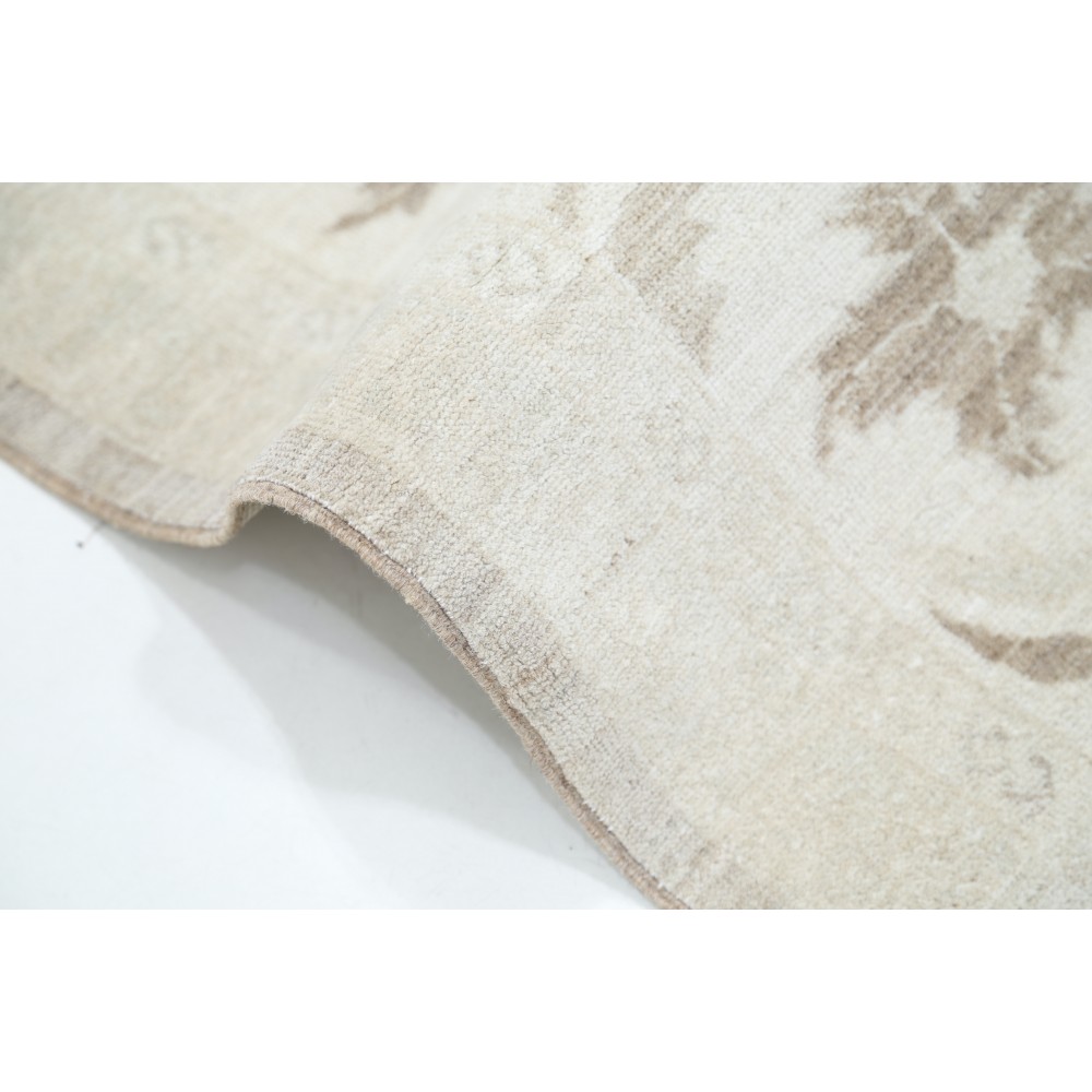 Hand Knotted Beige, Wool Area Rug | Turkish Floral Motif Accent Rug