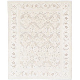 Hand Knotted Beige, Wool Area Rug | Turkish Floral Motif Accent Rug