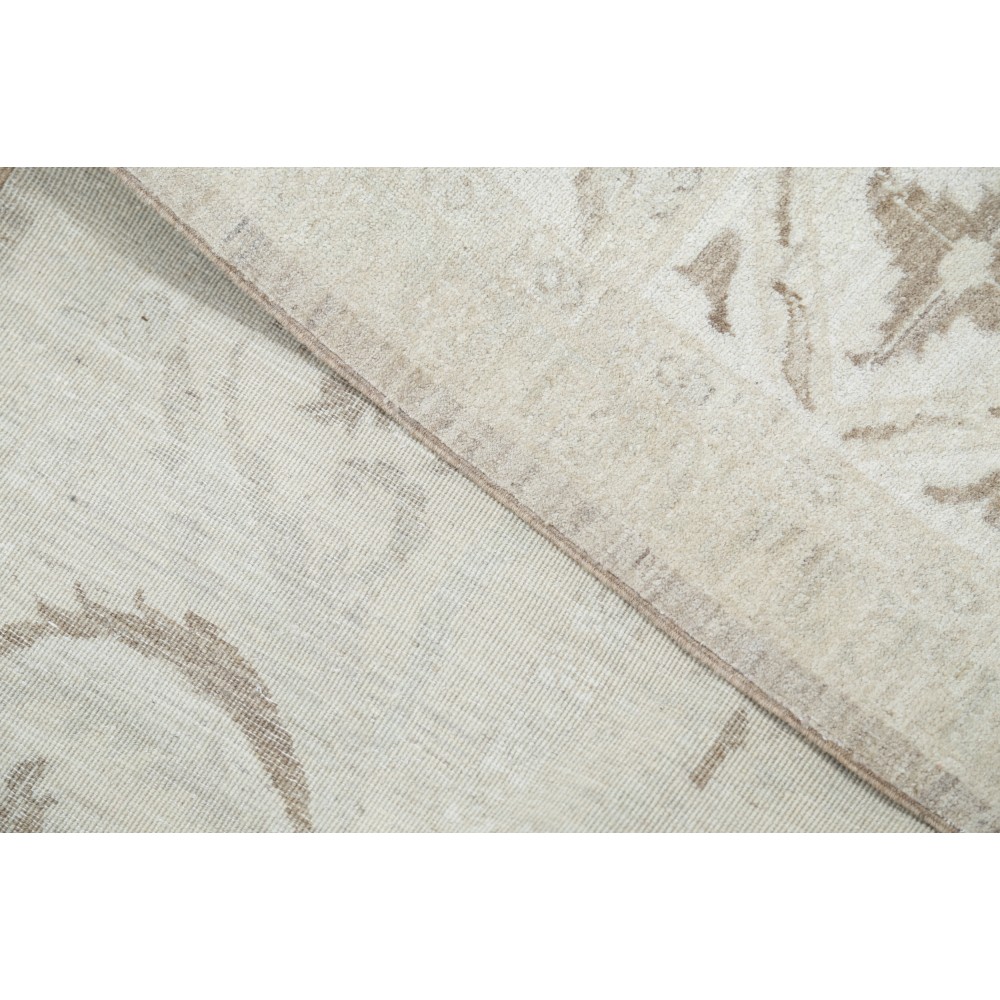 Hand Knotted Beige, Wool Area Rug | Turkish Floral Motif Accent Rug