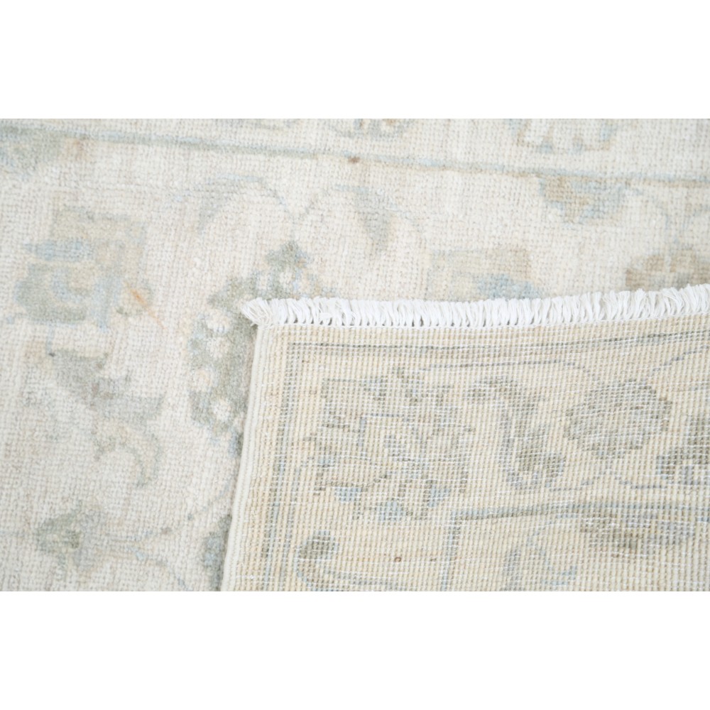 Hand Knotted Beige and Light Blue Area Rug | Floral Medallion Accent Rug | 100% Wool Hand Knotted Beige and Light Blue Area Rug | Floral Medallion Accent Rug | 100% Wool