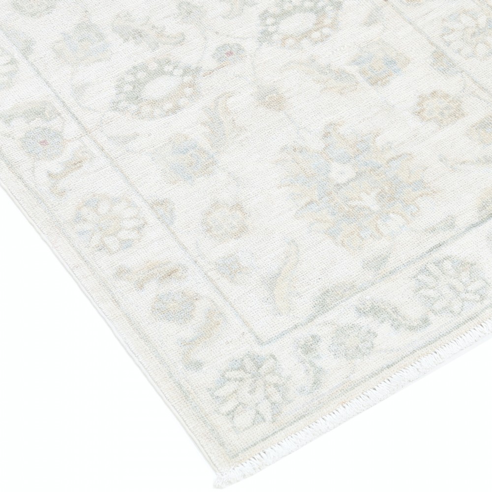 Hand Knotted Beige and Light Blue Area Rug | Floral Medallion Accent Rug | 100% Wool Hand Knotted Beige and Light Blue Area Rug | Floral Medallion Accent Rug | 100% Wool