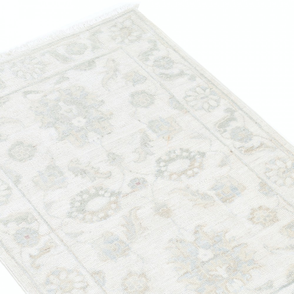 Hand Knotted Beige and Light Blue Area Rug | Floral Medallion Accent Rug | 100% Wool Hand Knotted Beige and Light Blue Area Rug | Floral Medallion Accent Rug | 100% Wool