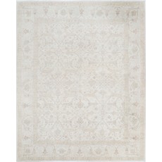Minimalist Hand Knotted Wool Large Area Rug | Traditional Beige Carpet