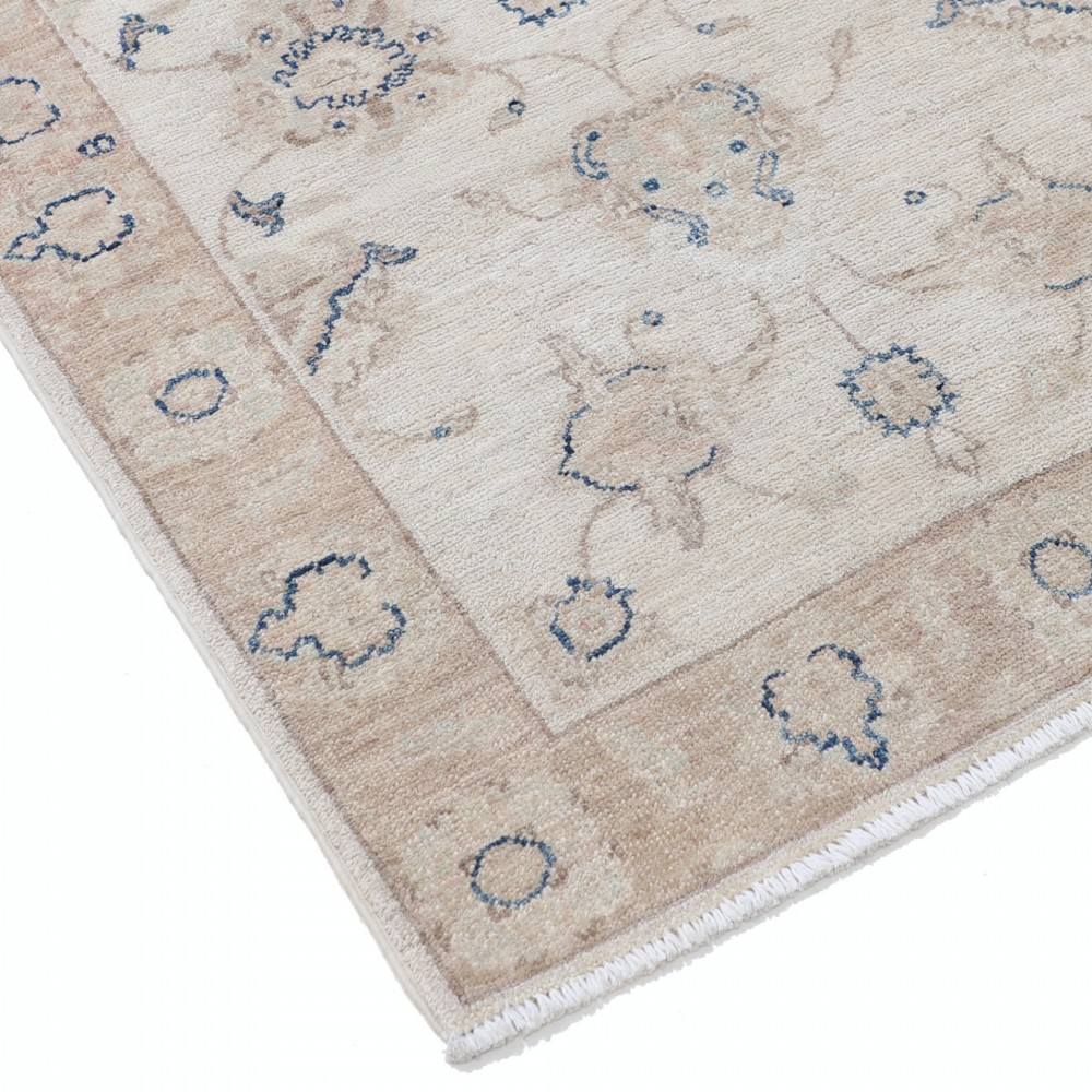 Hand Knotted Oushak Rug | Beige Turkish Accent Rug with All-Over Floral Design | 100% Wool Hand Knotted Oushak Rug | Beige Turkish Accent Rug with All-Over Floral Design | 100% Wool