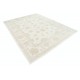 Hand Knotted Beige Wool Oushak Large Area Rug with All-Over Floral Design Hand Knotted Beige Wool Oushak Large Area Rug with All-Over Floral Design