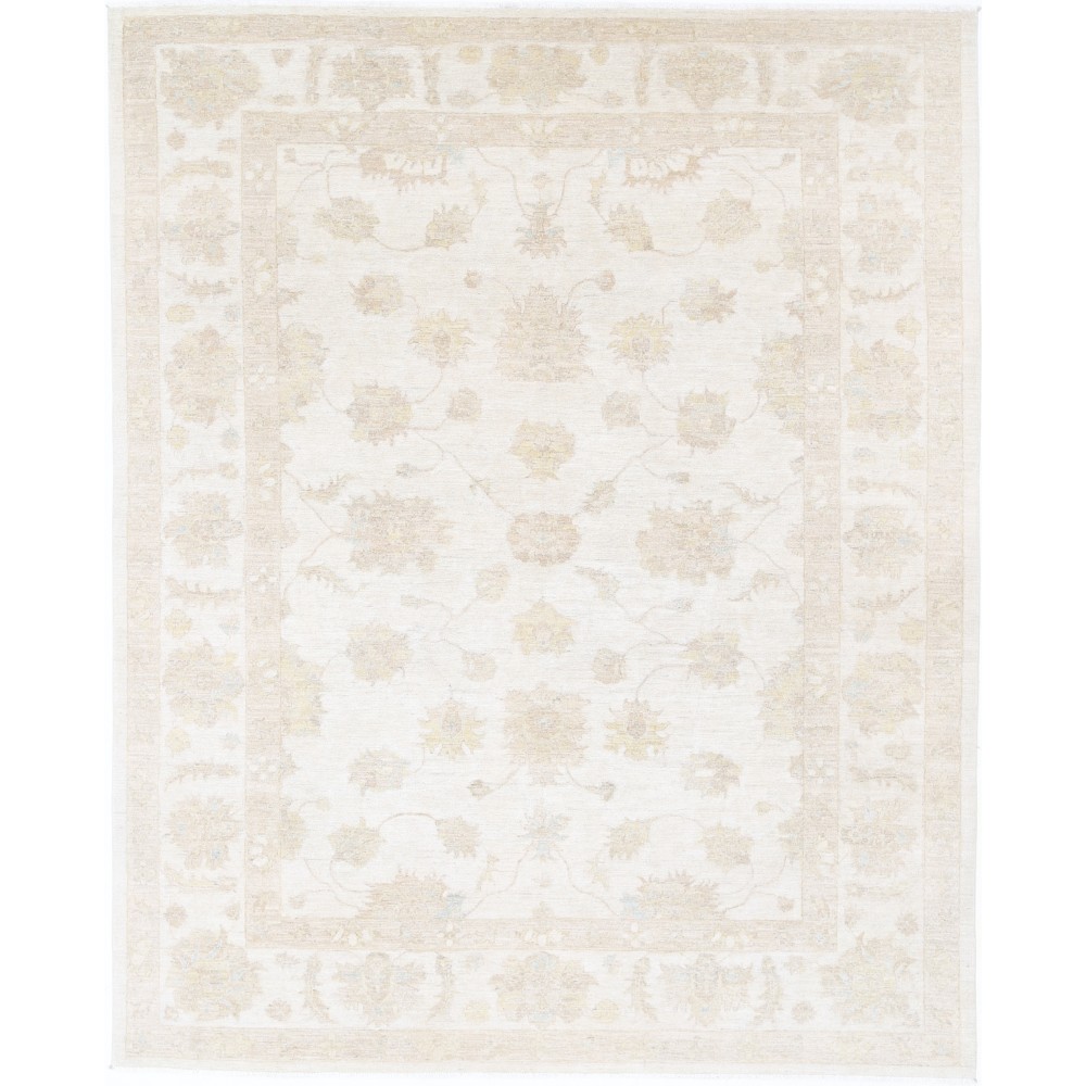 Hand Knotted Beige Wool Oushak Large Area Rug with All-Over Floral Design Hand Knotted Beige Wool Oushak Large Area Rug with All-Over Floral Design