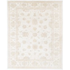 Hand Knotted Beige Wool Oushak Large Area Rug with All-Over Floral Design