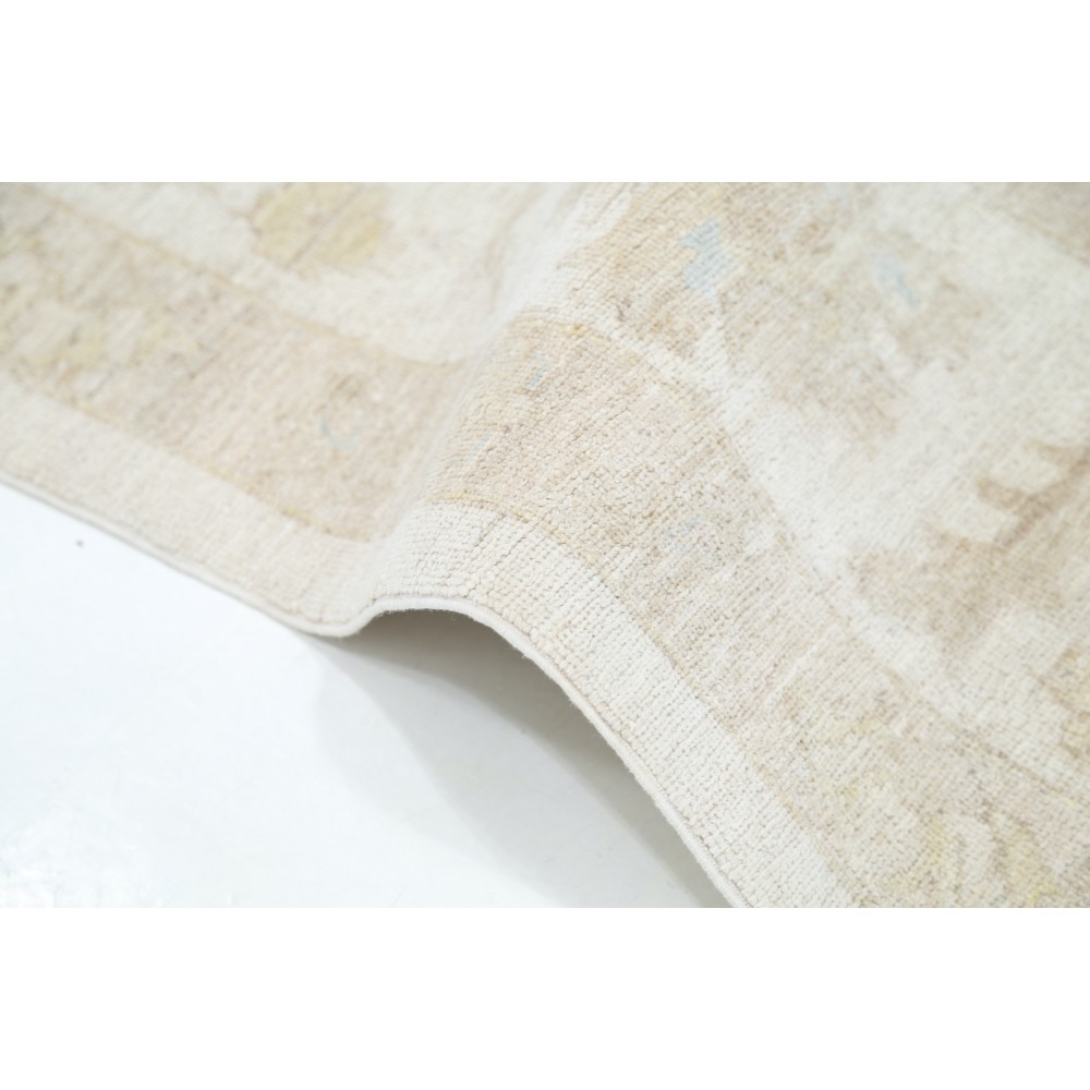 Hand Knotted Beige Wool Oushak Large Area Rug with All-Over Floral Design Hand Knotted Beige Wool Oushak Large Area Rug with All-Over Floral Design
