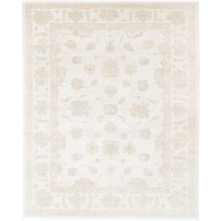 Hand Knotted Beige Wool Oushak Large Area Rug with All-Over Floral Design