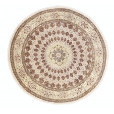 Hand Knotted Oversized Round Area Rug | Tribal Brown & Beige Circle Carpet | 100% Wool