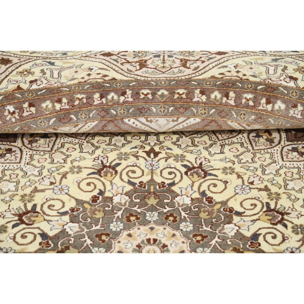 Hand Knotted Oversized Round Area Rug | Tribal Brown & Beige Circle Carpet | 100% Wool Hand Knotted Oversized Round Area Rug | Tribal Brown & Beige Circle Carpet | 100% Wool