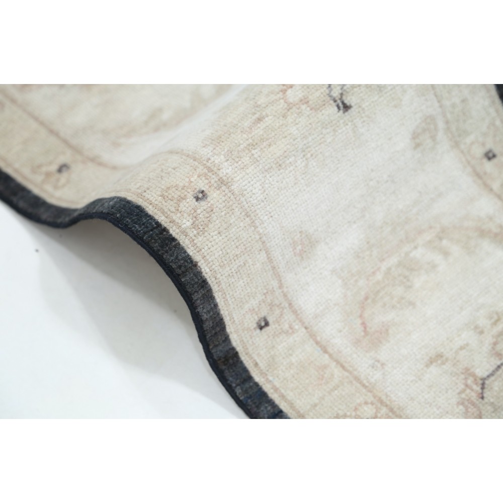 Hand Knotted Floral Area Rug with Black Field and Beige Border | Traditional Oushak Wool Carpet Hand Knotted Floral Area Rug with Black Field and Beige Border | Traditional Oushak Wool Carpet