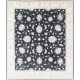 Hand Knotted Floral Area Rug with Black Field and Beige Border | Traditional Oushak Wool Carpet Hand Knotted Floral Area Rug with Black Field and Beige Border | Traditional Oushak Wool Carpet