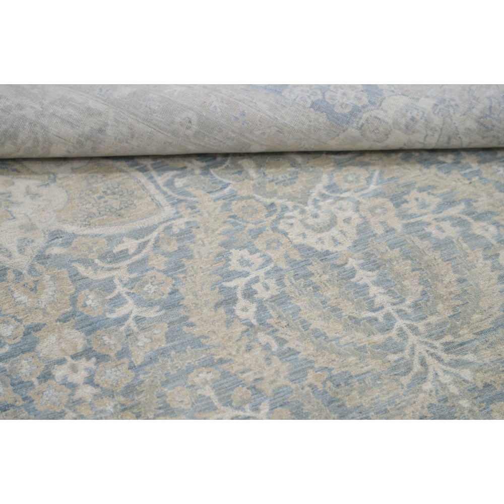 Hand Knotted Light Blue, Ivory Wool Area Rug | Traditional Floral Pattern Carpet Hand Knotted Light Blue, Ivory Wool Area Rug | Traditional Floral Pattern Carpet