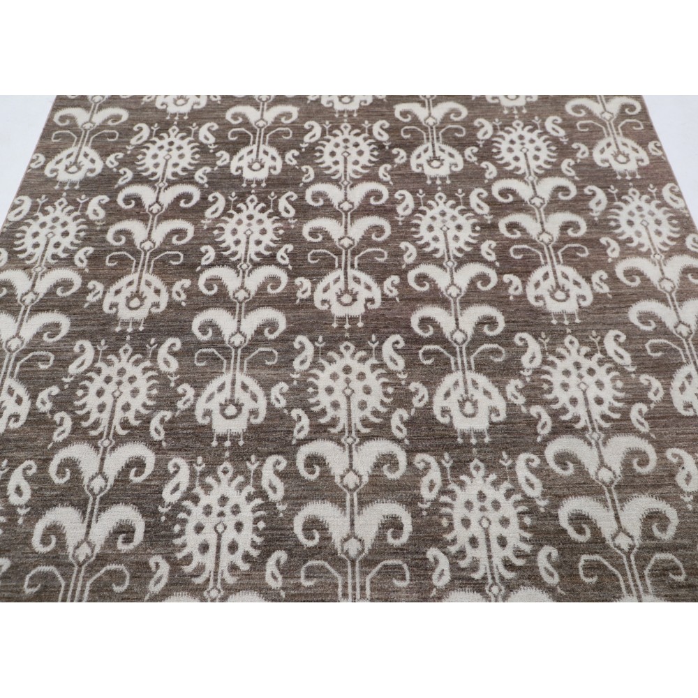 Hand Knotted Taupe Ivory Area Rug, Wool Carpet with Traditional Ornamental Pattern for Living Room and Bedroom Hand Knotted Taupe Ivory Area Rug, Wool Carpet with Traditional Ornamental Pattern for Living Room and Bedroom