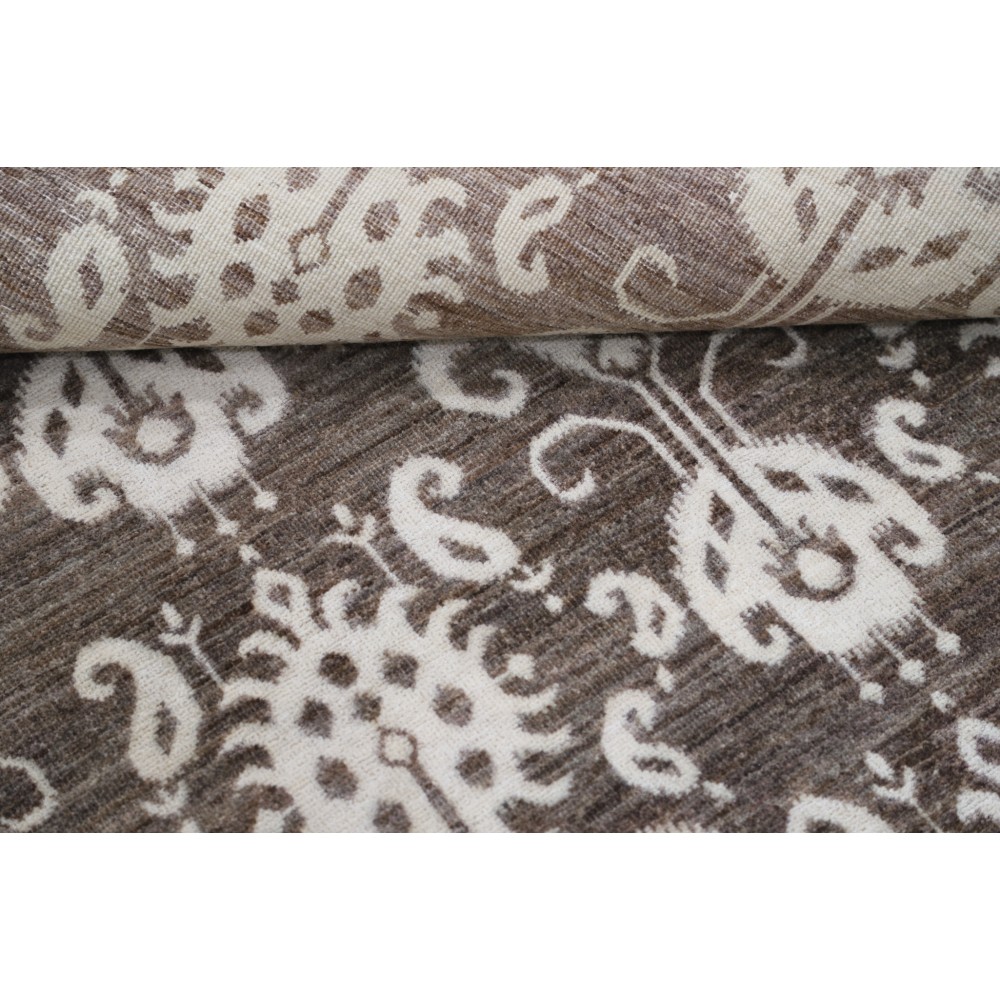 Hand Knotted Taupe Ivory Area Rug, Wool Carpet with Traditional Ornamental Pattern for Living Room and Bedroom Hand Knotted Taupe Ivory Area Rug, Wool Carpet with Traditional Ornamental Pattern for Living Room and Bedroom